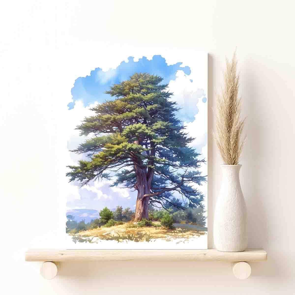 Amazon.com: GeRRit Lebanese Cedar art Watercolor painting
